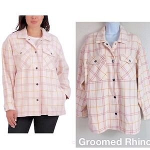 HFX Pink Plaid Soft Cozy Shacket Size M